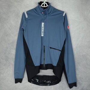 Castelli Alpha Ros Cycling Jacket Mens Large Blue Long Sleeve Gore Windstopper
